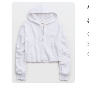 Aerie White Cropped Hoodie full zip